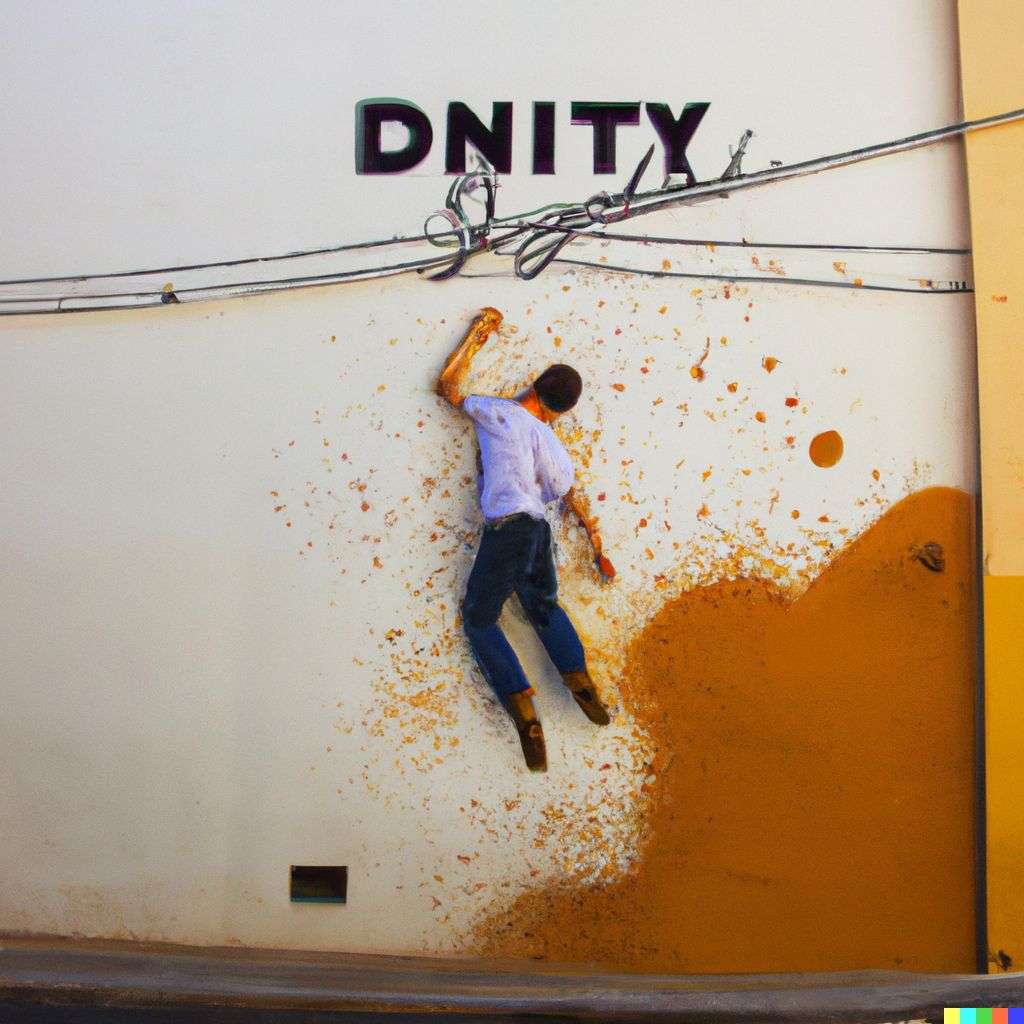 the discovery of gravity, wall mural by Ernest Zacharevic